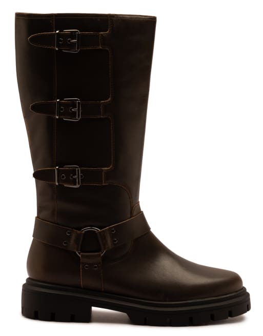Off The Hook Mauley leather knee-high biker boots in copper, 2 of 4