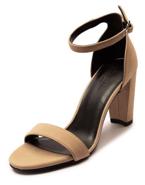 Off The Hook 'mayfair' block high heeled leather sandals in begie - view 1