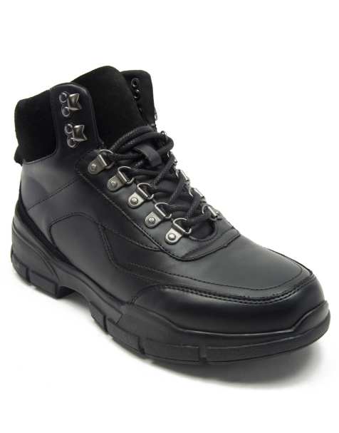 OFF THE HOOK men's ASHER lace up hiking leather boots in black - view 1