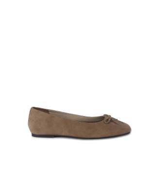  Misty suede leather ballet flats with bow detail in olive