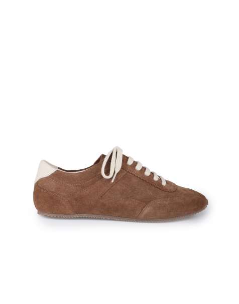 Off The Hook Morgan suede casual lace-up low-top trainers in brown - view 1