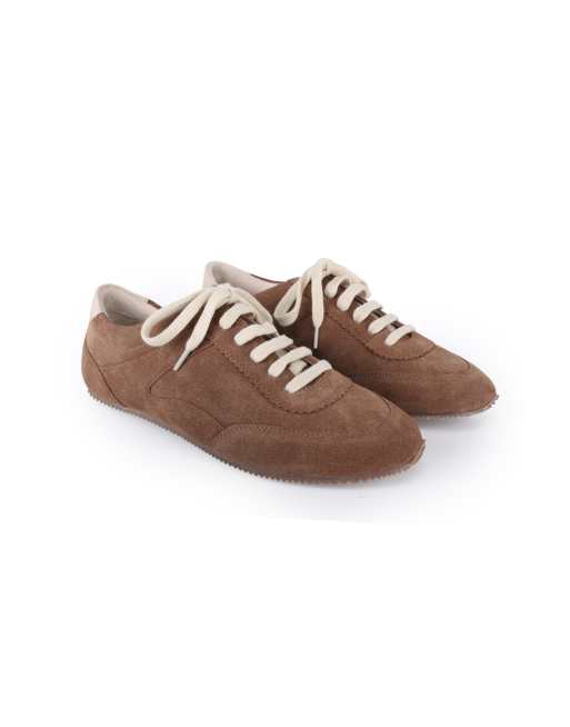 Off The Hook Morgan suede casual lace-up low-top trainers in brown, 2 of 4