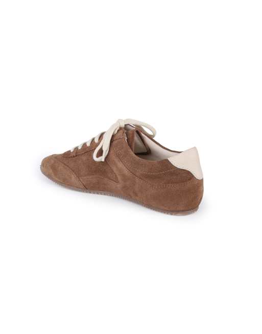 Off The Hook Morgan suede casual lace-up low-top trainers in brown, 3 of 4