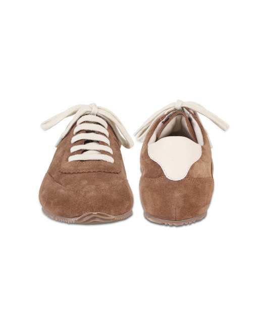 Off The Hook Morgan suede casual lace-up low-top trainers in brown, 4 of 4