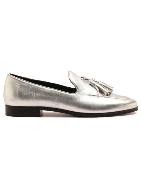 Off The Hook Moselle leather tassel loafers in silver - view 1