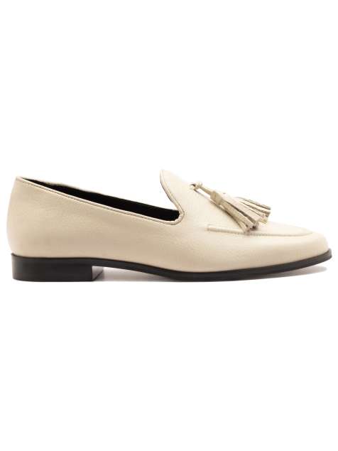 Off The Hook Moselle leather tassel loafers in stone - view 1