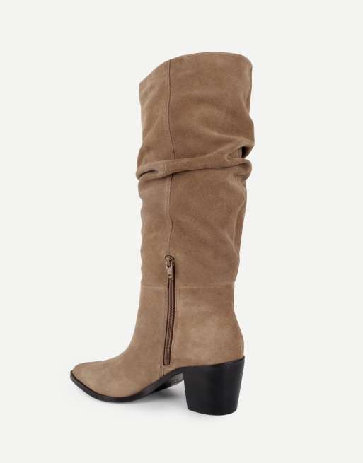 Off The Hook Muswell suede slouchy knee high boots in taupe suede, 3 of 5
