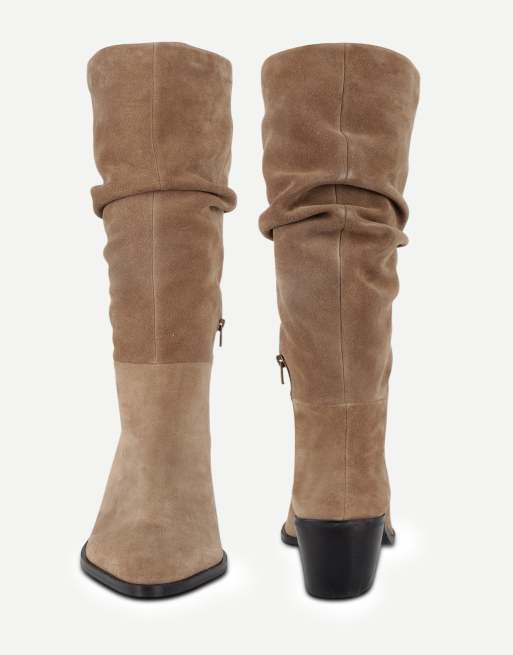 Off The Hook Muswell suede slouchy knee high boots in taupe suede, 4 of 5