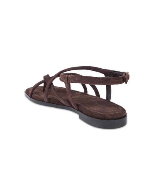 Off The Hook Natalie suede leather strappy flat sandals in brown, 3 of 4