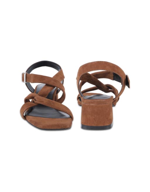 Off The Hook Nicola suede leather strappy low block heel sandals in tan, 4 of 4