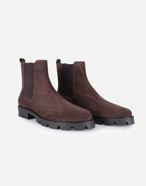 Off The Hook Nova suede chunky sole chelsea boots in brown suede - view 1
