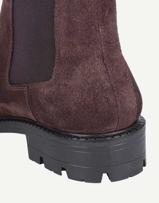 Off The Hook Nova suede chunky sole chelsea boots in brown suede, 5 of 6
