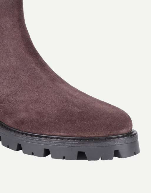 Off The Hook Nova suede chunky sole chelsea boots in brown suede, 6 of 6