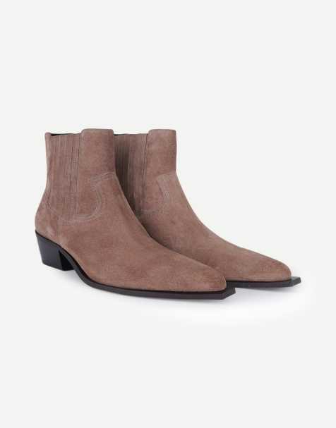 Off The Hook Orion suede western cuban-heel ankle boots in taupe suede - view 1