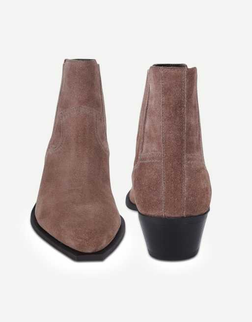 Off The Hook Orion suede western cuban-heel ankle boots in taupe suede, 4 of 7