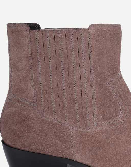 Off The Hook Orion suede western cuban-heel ankle boots in taupe suede, 5 of 7