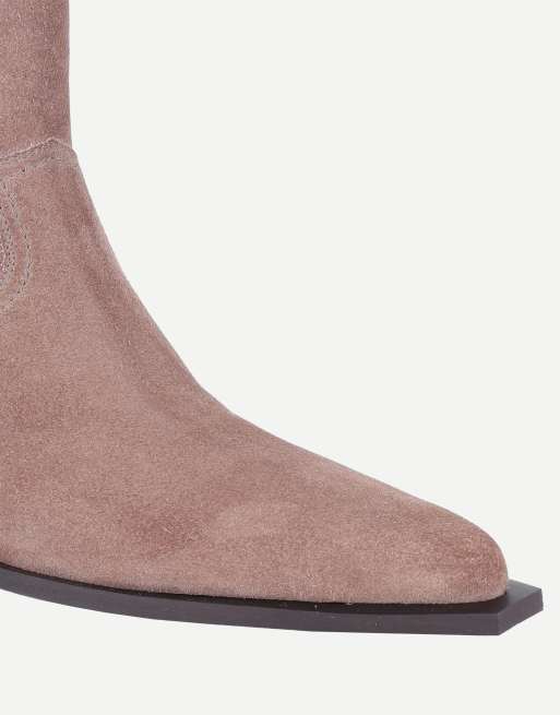 Off The Hook Orion suede western cuban-heel ankle boots in taupe suede, 7 of 7