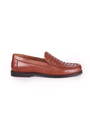  Orson leather woven loafers in tan