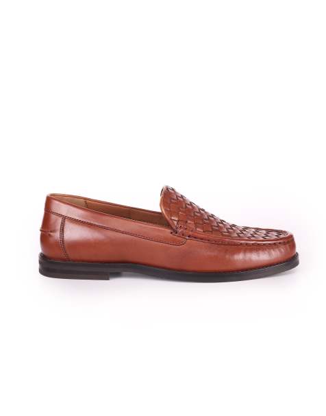 Off The Hook Orson leather woven loafers in tan - view 1