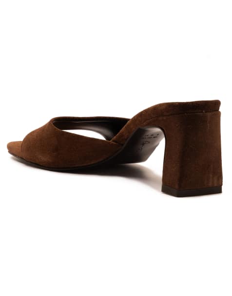 Off The Hook 'park' suede leather block heel women heeled sandals in brown - view 1