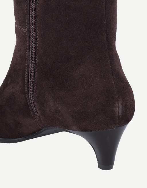 Off The Hook Pheonix suede kitten heel ankle boots in dark brown suede, 5 of 7