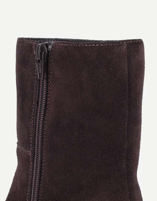Off The Hook Pheonix suede kitten heel ankle boots in dark brown suede, 6 of 7