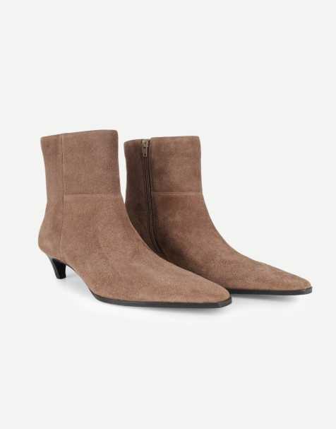 Off The Hook Pheonix suede kitten heel ankle boots in light tan suede - view 1