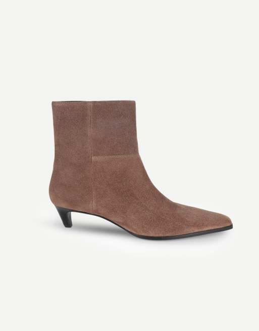 Off The Hook Pheonix suede kitten heel ankle boots in light tan suede, 2 of 7