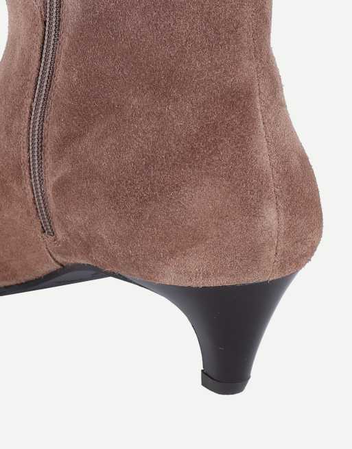 Off The Hook Pheonix suede kitten heel ankle boots in light tan suede, 6 of 7