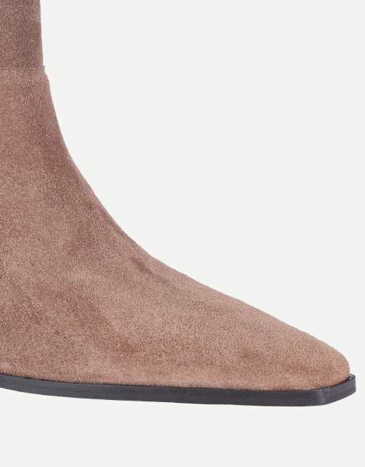 Off The Hook Pheonix suede kitten heel ankle boots in light tan suede, 7 of 7