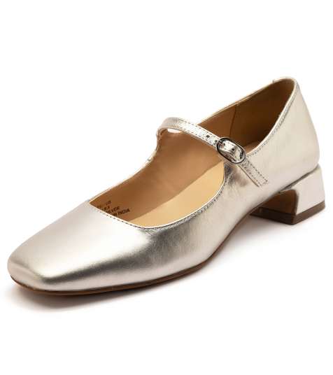 Off The Hook 'piccadilly' block heel women leather mary janes shoes in silver - view 1