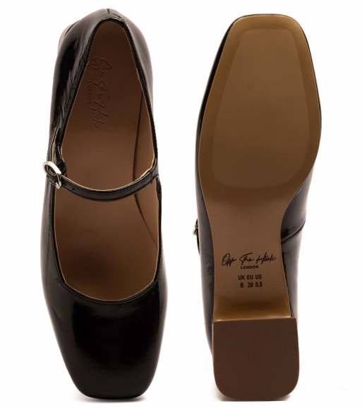 Off The Hook - Piccadilly - Scarpe Mary Jane da donna con tacco largo in pelle nere, 2 di 4