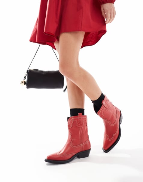 Off The Hook – Portobello Johnny – Knöchelhohe Cowboystiefel aus rotem Leder - view 1