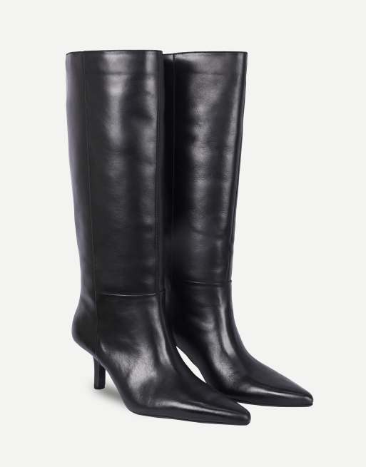 Off The Hook Rhea leather point toe knee high boots in black, 2 of 6