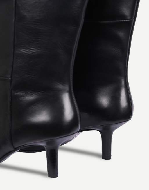 Off The Hook Rhea leather point toe knee high boots in black, 3 of 6
