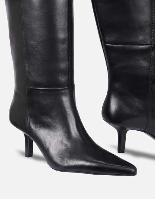 Off The Hook Rhea leather point toe knee high boots in black, 4 of 6