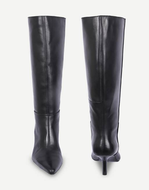 Off The Hook Rhea leather point toe knee high boots in black, 5 of 6