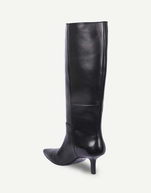 Off The Hook Rhea leather point toe knee high boots in black, 6 of 6