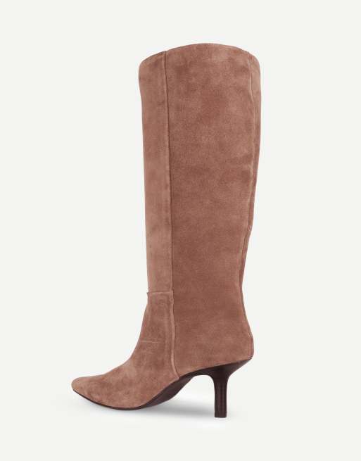 Off The Hook Rhea suede stiletto heel knee high boots in cognac suede, 3 of 6