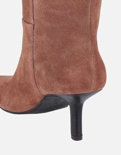 Off The Hook Rhea suede stiletto heel knee high boots in cognac suede, 5 of 6