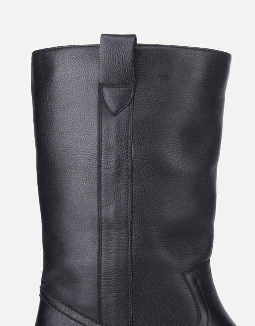 Off The Hook Ritchie leather western mid calf boots in black, 5 of 7