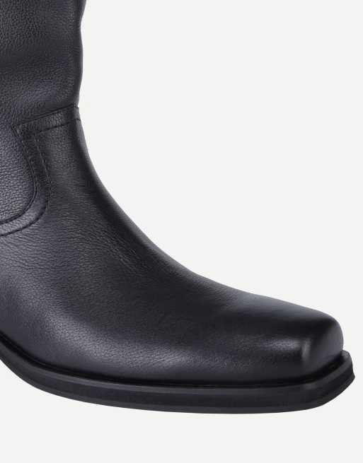 Off The Hook Ritchie leather western mid calf boots in black, 7 of 7
