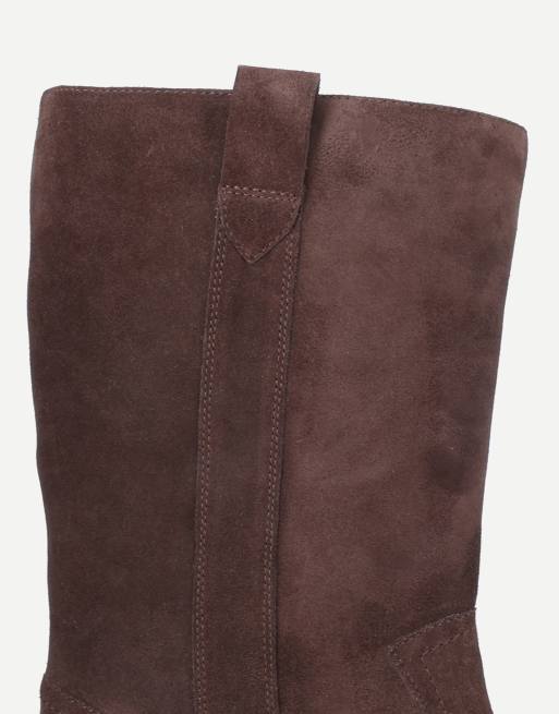 Off The Hook Ritchie suede leather western mid calf boots in brown suede, 5 of 7