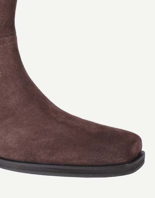 Off The Hook Ritchie suede leather western mid calf boots in brown suede, 7 of 7