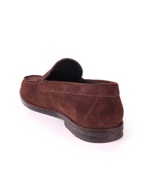 Off The Hook Ronan suede leather penny loafers in brown suede, 4 of 4