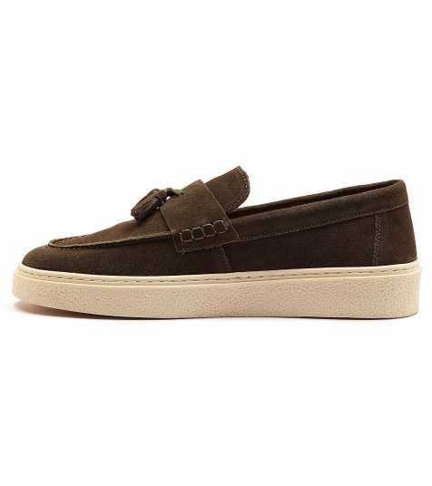 Off The Hook 'rory' loafer tassel casual slip-on suede leather shoes in military-green - view 1