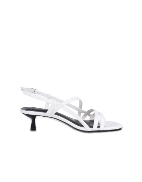 Off The Hook Sammi leather strappy kitten heel sandals in white - view 1