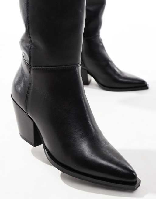 OFF THE HOOK 'SCORES' Leather Knee High Heeled Boots in Black, 2 of 4