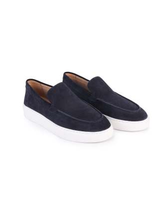  Scottie suede leather slip‑on casual loafers in universe suede
