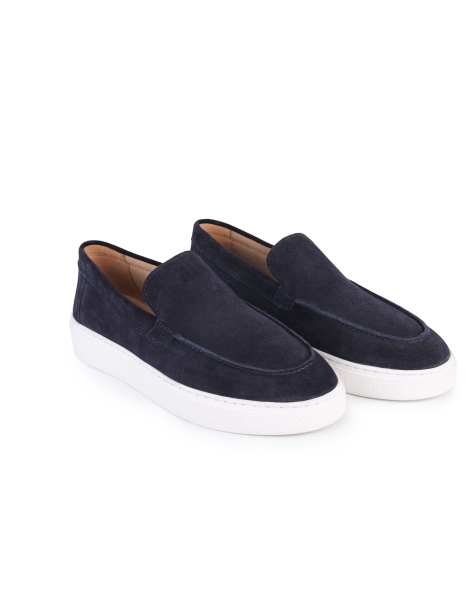 Off The Hook Scottie suede leather slip‑on casual loafers in universe suede - view 1